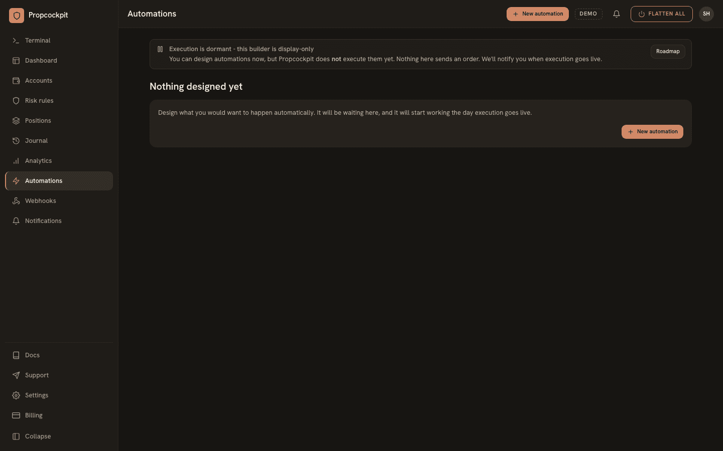 The automation builder: a trigger, a condition and an action, shown as a chain.